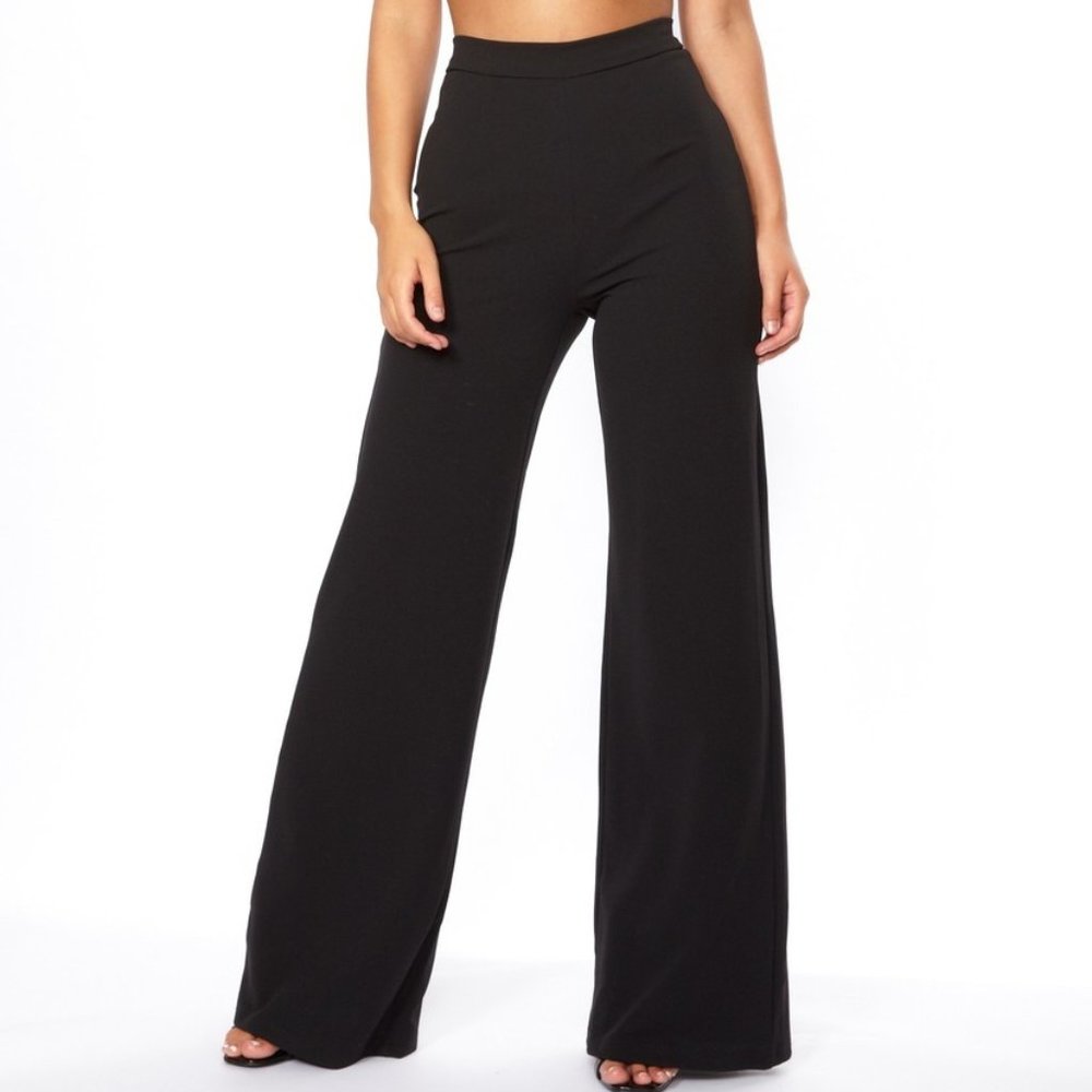 Yama | High Waist Wide Leg Pants - Black